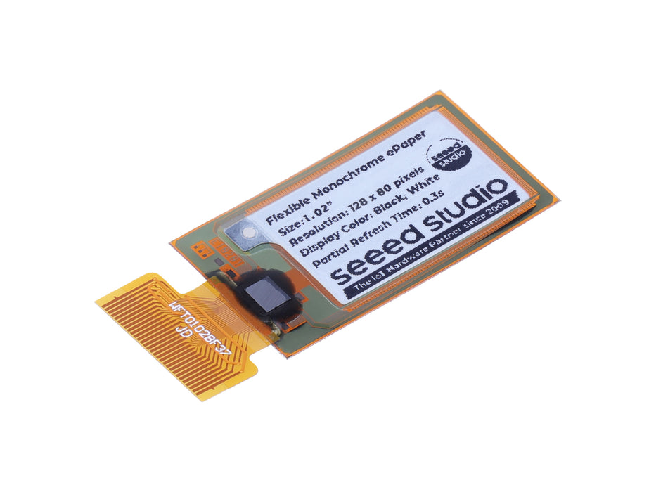 1.02" Flexible Monochrome eInk / ePaper Display with 128x80 Pixels, SPI interface, Support XIAO/Arduino/STM32