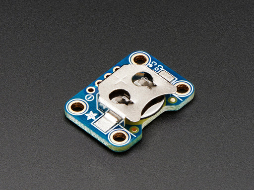 Angled shot of a 12mm Coin Cell Breakout Board.