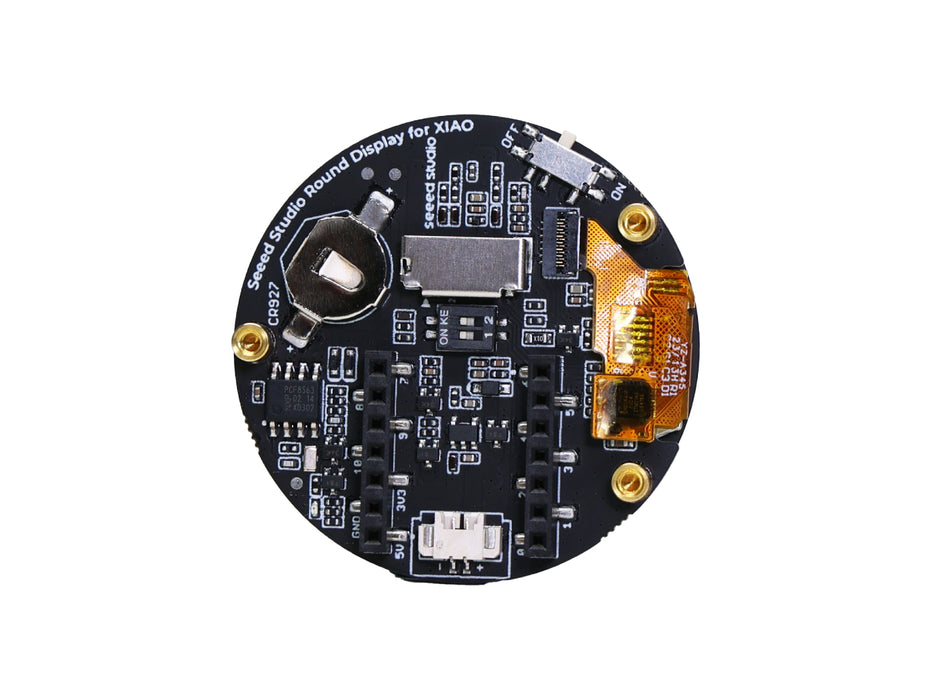 Seeed Studio Round Display for XIAO - 1.28-inch round touch screen, 240×240 resolution, 65k colors,  RTC, charge IC, TF card slot, JST 1.25 connector,  All XIAO Compatible,HMI, Smart Home, Wearables