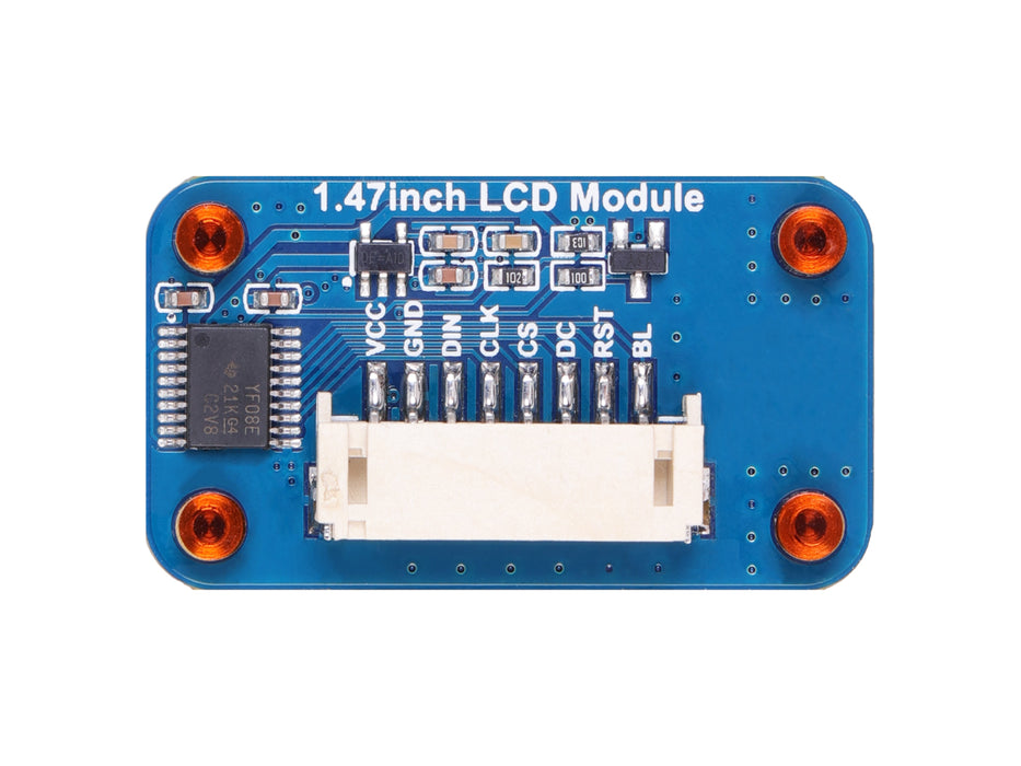 1.47inch LCD Display Module, Rounded Corners, 172x320 Resolution, SPI Interface, support Raspberry Pi, Arduino, STM32