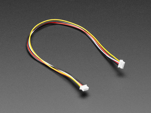 Angled shot of 1.25mm pitch 20cm long 4-pin cable.