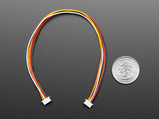 Angled shot of 1.25mm pitch 5-pin 20cm long cable.