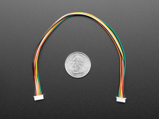 Angled shot of 1.25mm Pitch 6-pin Cable 20cm long.