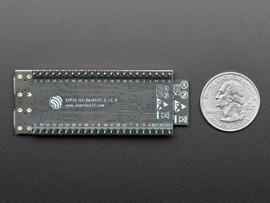 Angled shot of long rectangular microcontroller.