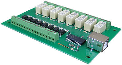 USB-OPTO-RLY88 - USB Module with 8 optoisolated inputs and 8 relay 1A