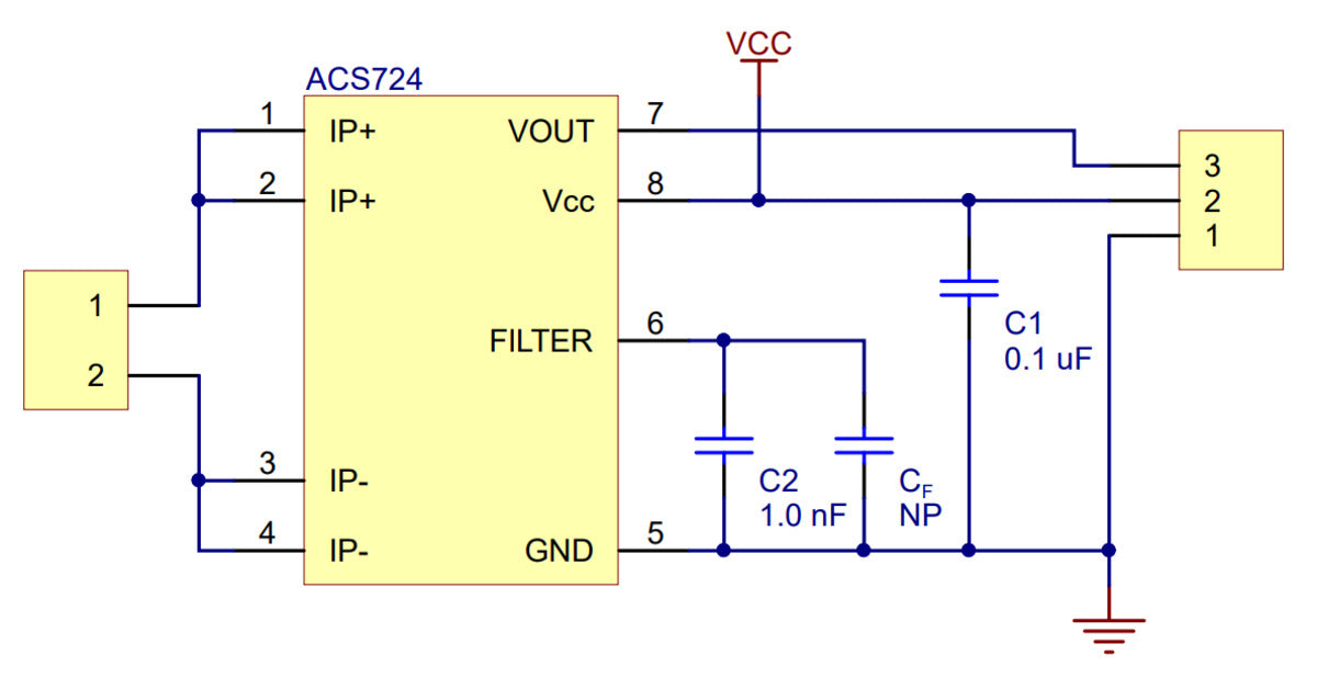 ACS724 Current Sensor Carrier 0A to 20A