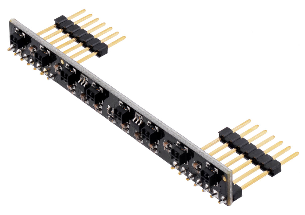 8-Channel QTRX Sensor Array for Romi/TI-RSLK MAX (Through-Hole Pins Soldered)