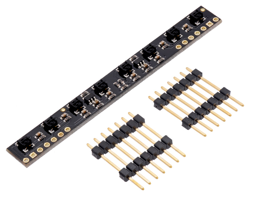 8-Channel QTRX Sensor Array for Romi/TI-RSLK MAX (Headers Not Soldered)