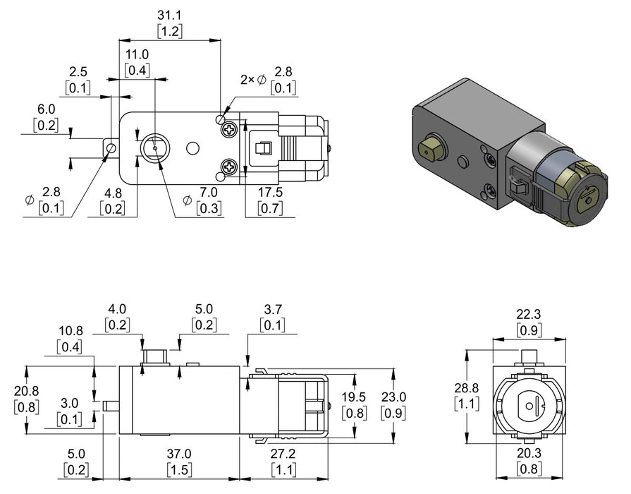 120:1 Plastic Gearmotor, 90° Output