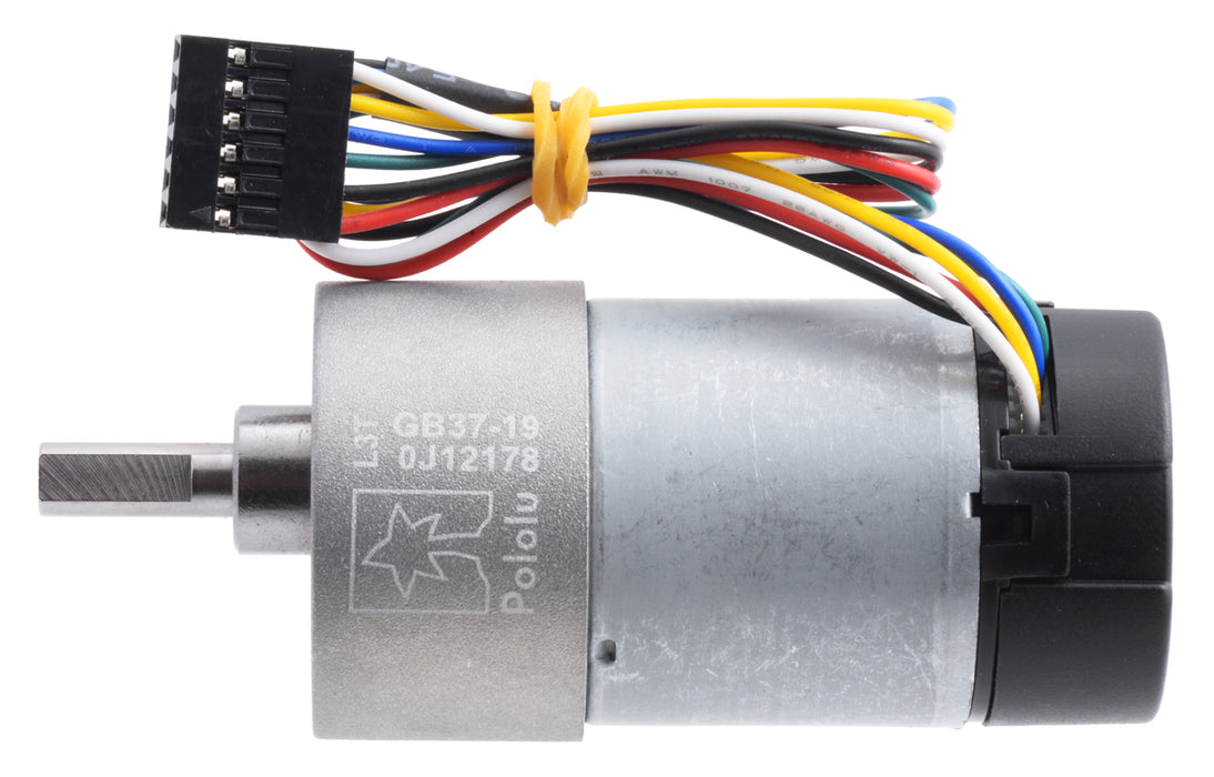 19:1 Metal Gearmotor 37Dx68L mm 12V with 64 CPR Encoder (Helical Pinion)