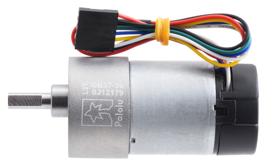 30:1 Metal Gearmotor 37Dx68L mm 12V with 64 CPR Encoder (Helical Pinion)