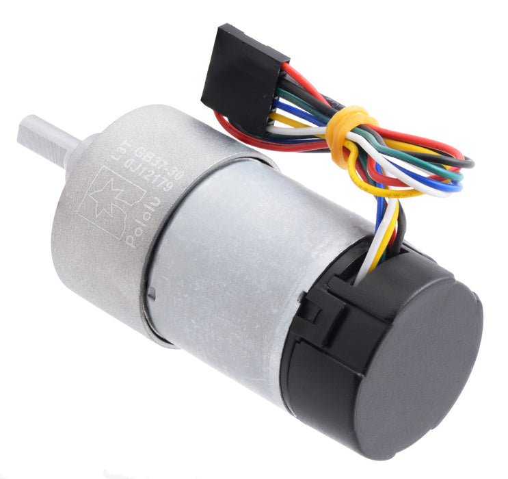 30:1 Metal Gearmotor 37Dx68L mm 12V with 64 CPR Encoder (Helical Pinion)