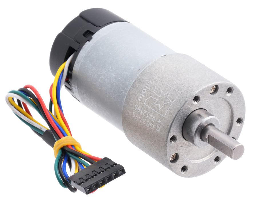 50:1 Metal Gearmotor 37Dx70L mm 12V with 64 CPR Encoder (Helical Pinion)