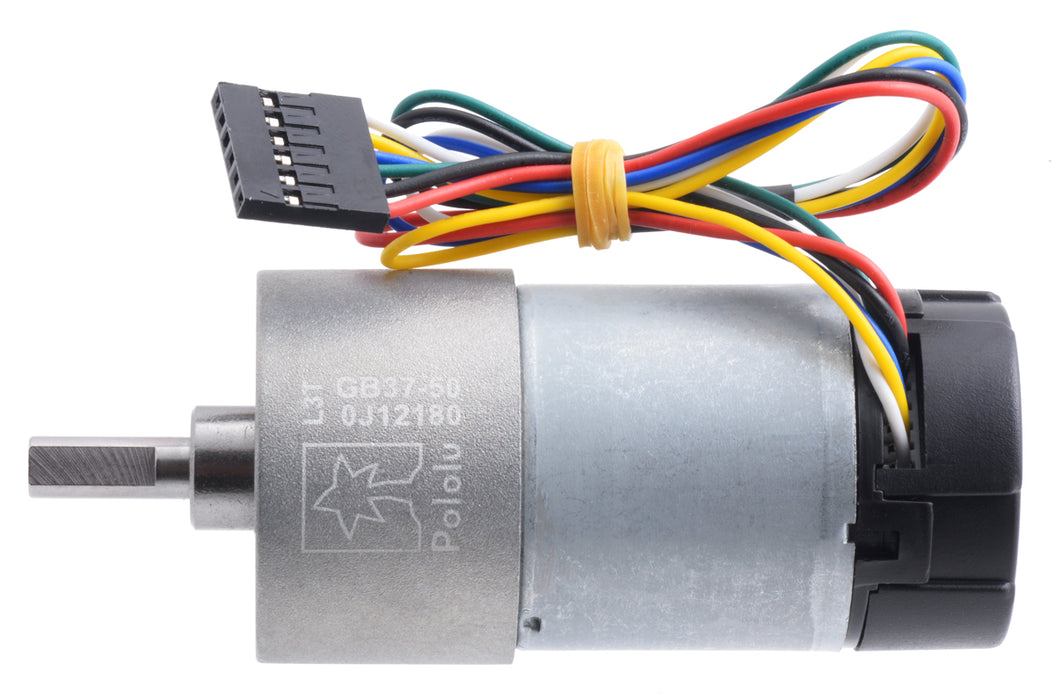 50:1 Metal Gearmotor 37Dx70L mm 12V with 64 CPR Encoder (Helical Pinion)