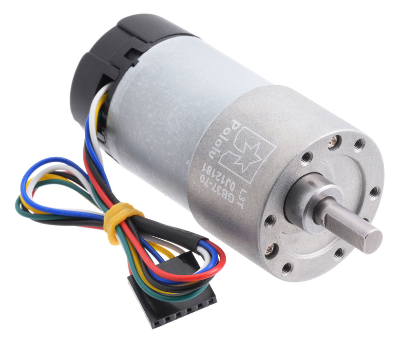 70:1 Metal Gearmotor 37Dx70L mm 12V with 64 CPR Encoder (Helical Pinion)