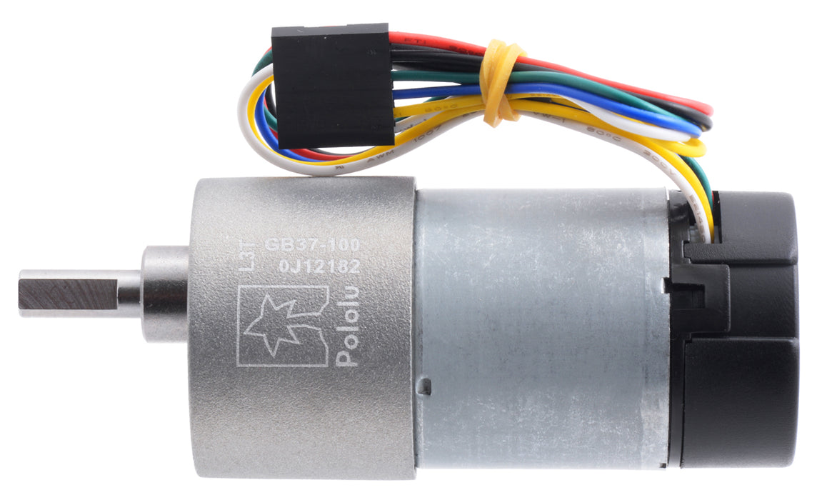 100:1 Metal Gearmotor 37Dx73L mm 12V with 64 CPR Encoder (Helical Pinion)