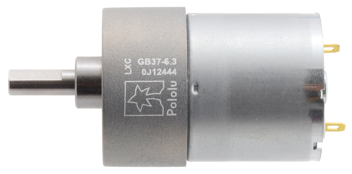 6.3:1 Metal Gearmotor 37Dx50L mm 12V (Helical Pinion)