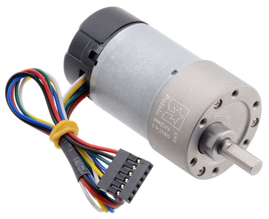 6.3:1 Metal Gearmotor 37Dx65L mm 12V with 64 CPR Encoder (Helical Pinion)