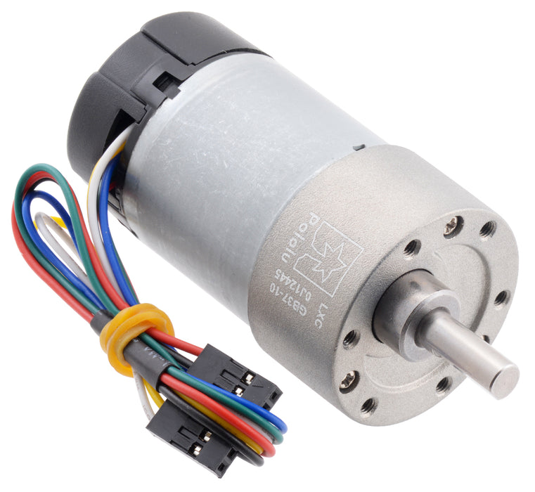 10:1 Metal Gearmotor 37Dx65L mm 12V with 64 CPR Encoder (Helical Pinion)