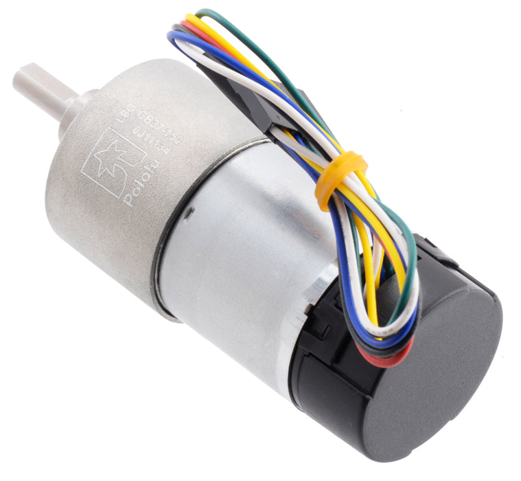 150:1 Metal Gearmotor 37Dx73L mm 12V with 64 CPR Encoder (Helical Pinion)