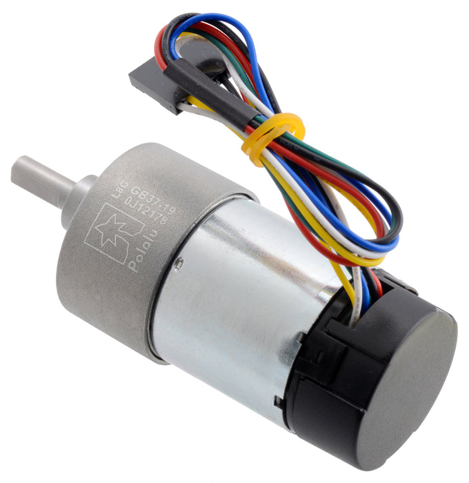 19:1 Metal Gearmotor 37Dx68L mm 24V with 64 CPR Encoder (Helical Pinion)