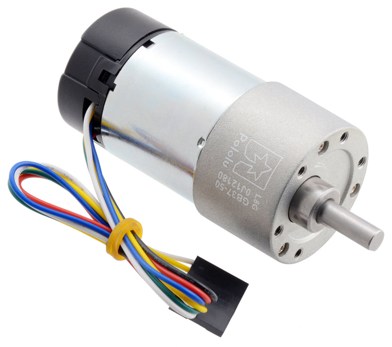 50:1 Metal Gearmotor 37Dx70L mm 24V with 64 CPR Encoder (Helical Pinion)