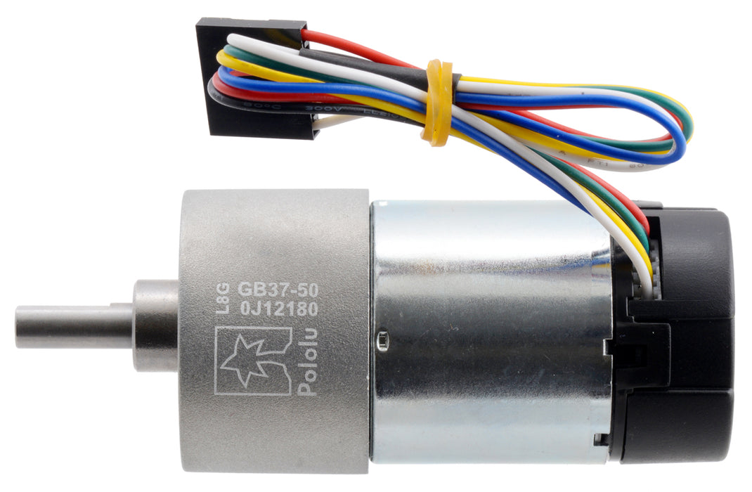 50:1 Metal Gearmotor 37Dx70L mm 24V with 64 CPR Encoder (Helical Pinion)