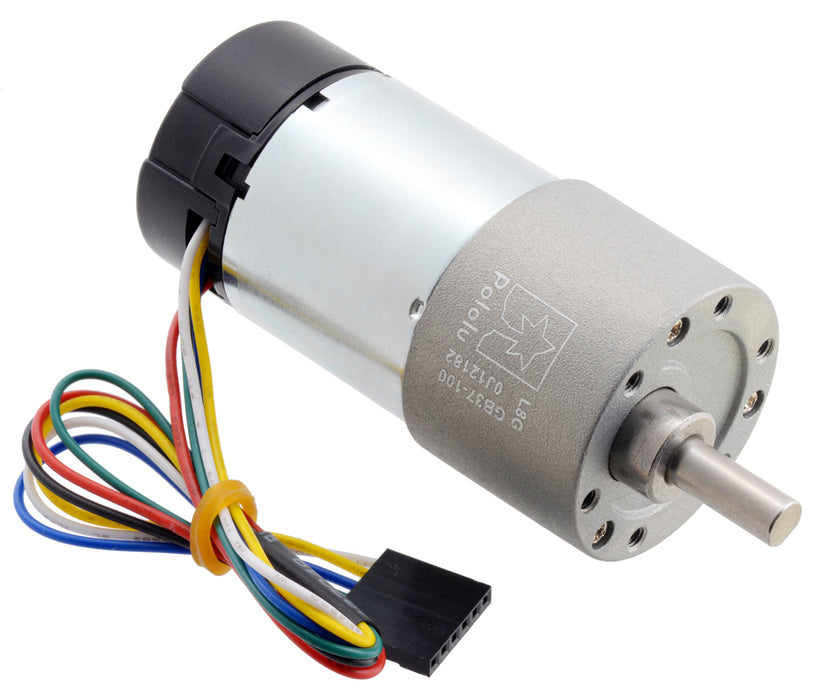 100:1 Metal Gearmotor 37Dx73L mm 24V with 64 CPR Encoder (Helical Pinion)