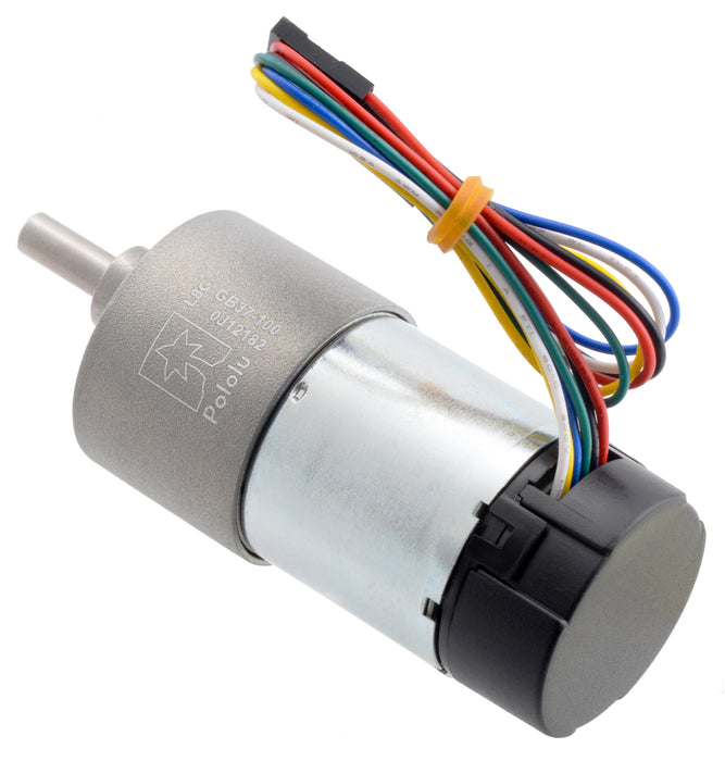 100:1 Metal Gearmotor 37Dx73L mm 24V with 64 CPR Encoder (Helical Pinion)