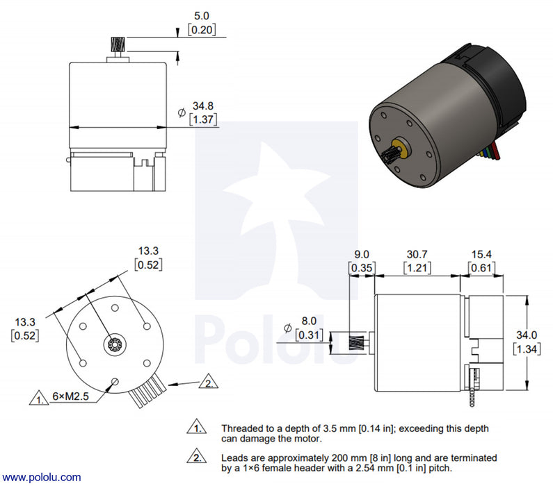 12V Motor with 64 CPR Encoder for 37D mm Metal Gearmotors (No Gearbox, Helical Pinion)