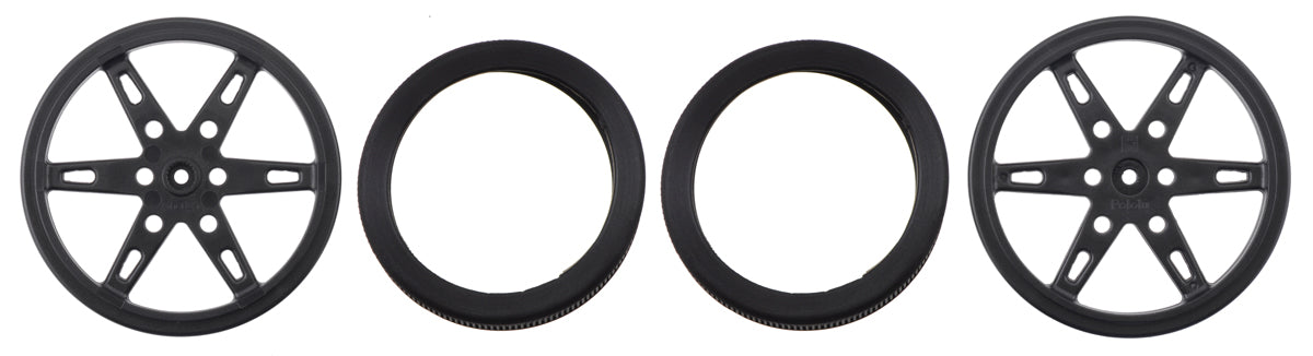 Pololu Wheel for Micro Servo Splines (21T, 4.8mm) - 60×8mm, Black, 2-Pack