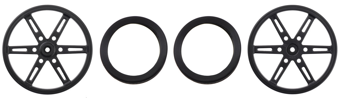 Pololu Wheel for Standard Servo Splines (25T, 5.8mm) - 70×8mm, Black, 2-Pack