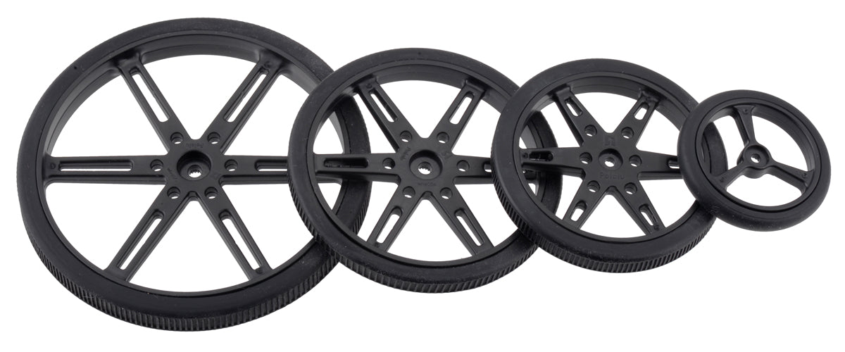 Pololu Wheel for Micro Servo Splines (21T, 4.8mm) - 60×8mm, Black, 2-Pack