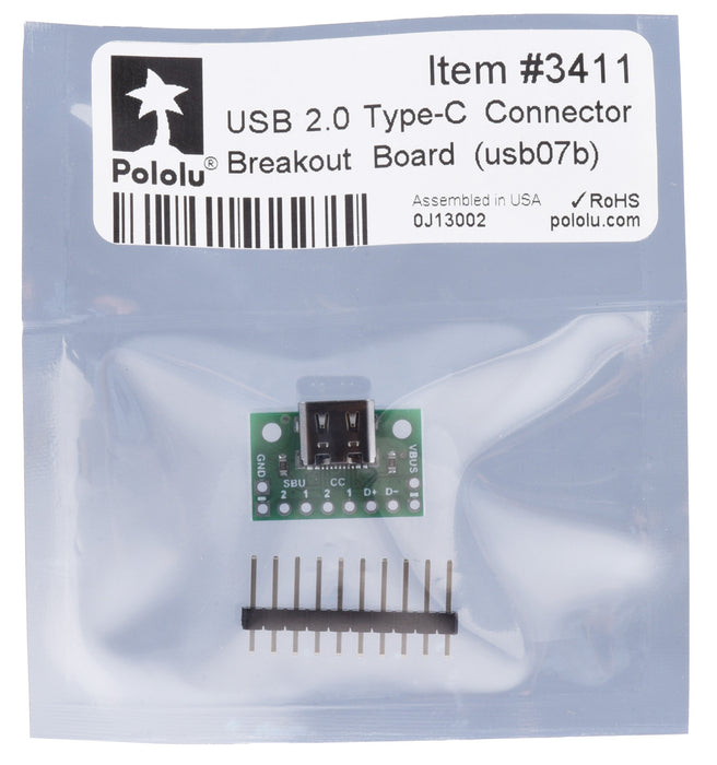 USB 2.0 Type-C Connector Breakout Board (usb07b)