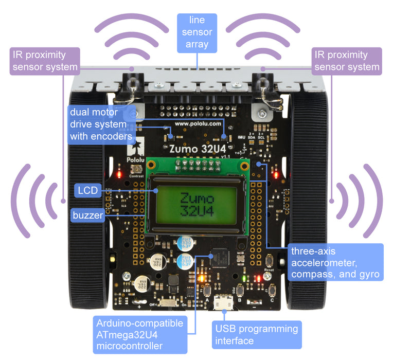 Zumo 32U4 Robot (Assembled with 50:1 HP Motors)