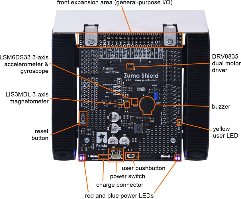 Zumo Robot for Arduino (Assembled with 75:1 HP Motors)