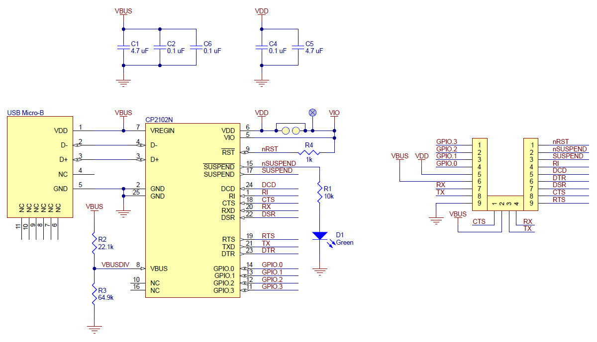 CP2102N USB-to-Serial Adapter Carrier