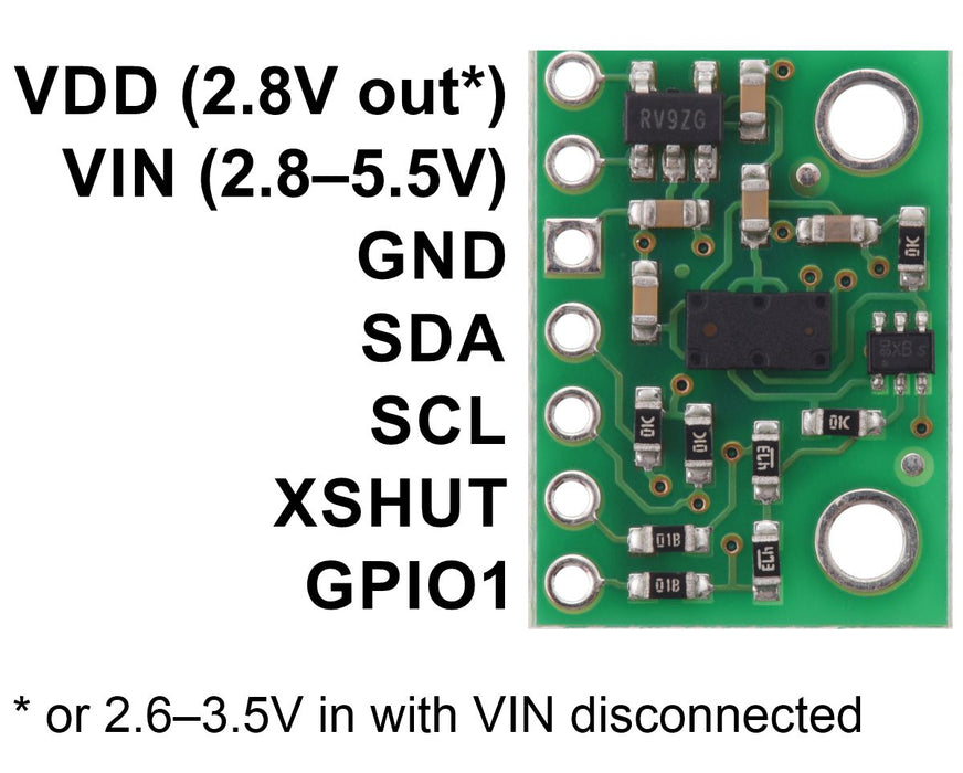 VL53L3CX Time-of-Flight Multi-Target Distance Sensor Carrier with Voltage Regulator, 500cm Max