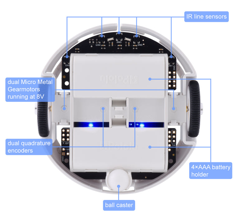 3pi+ 32U4 Robot - Hyper Edition (15:1 HPCB Motors), Assembled