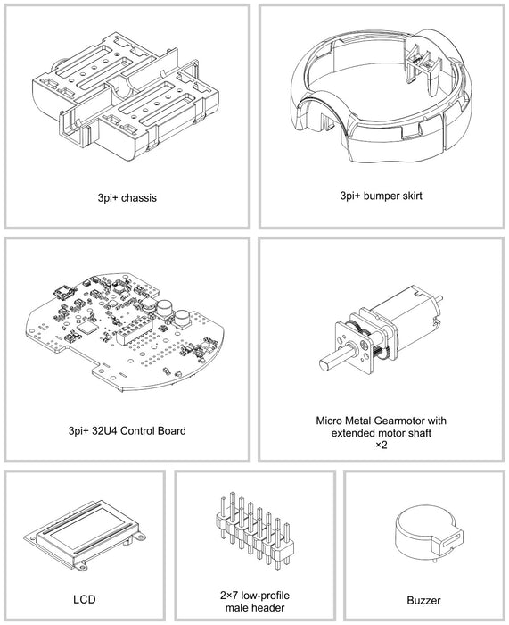 3pi+ 32U4 Robot Kit with 30:1 MP Motors (Standard Edition Kit)