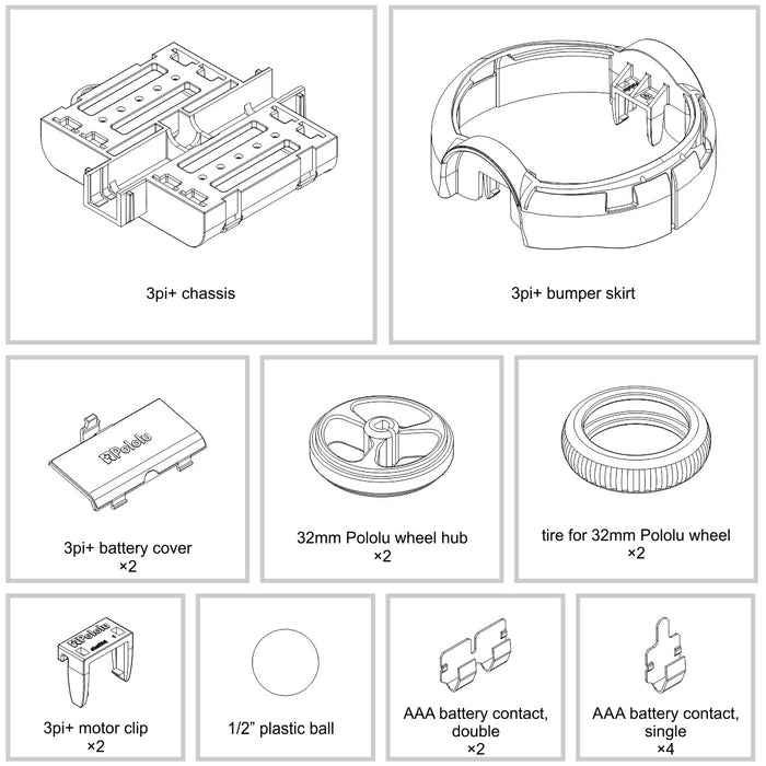 3pi+ Chassis Kit (No Motors or Electronics)