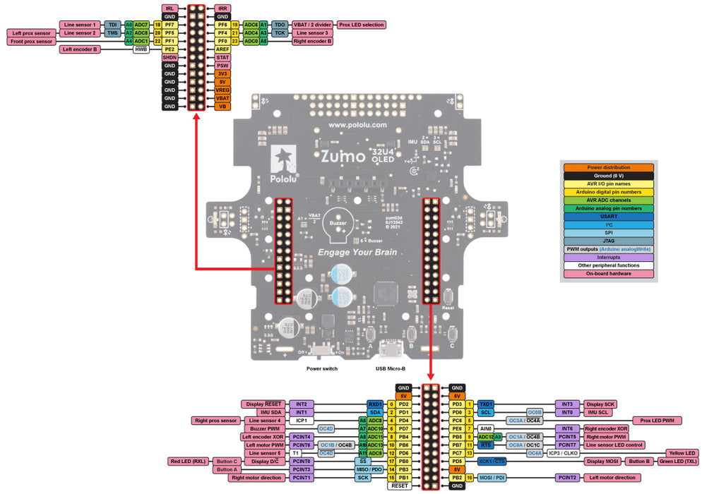 Zumo 32U4 OLED Robot (Assembled with 100:1 HP Motors)