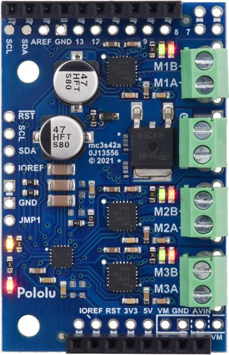 Motoron M3S256 Triple Motor Controller Shield for Arduino (Connectors Soldered)