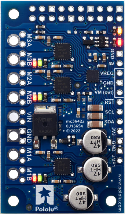 Motoron M3H256 Triple Motor Controller for Raspberry Pi (No Connectors or Standoffs)