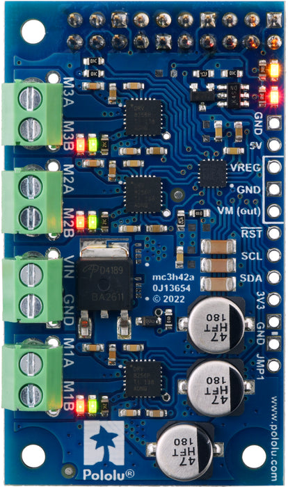 Motoron M3H256 Triple Motor Controller for Raspberry Pi (Connectors Soldered)