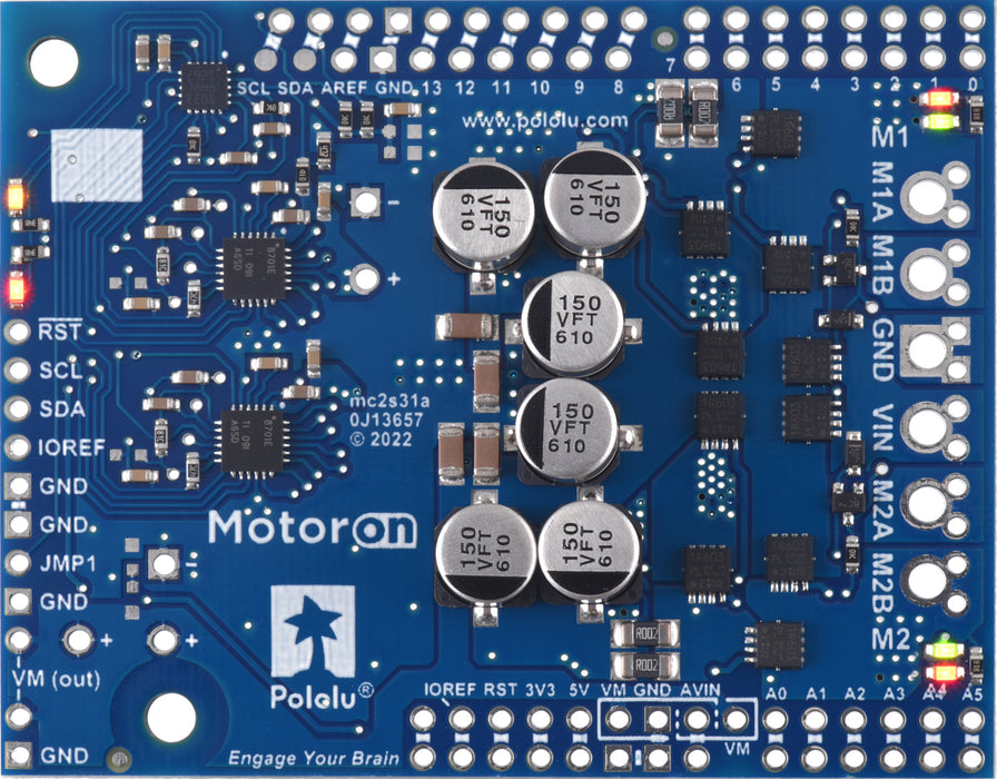 Motoron M2S18v18 Dual High-Power Motor Controller Shield for Arduino (No Connectors)