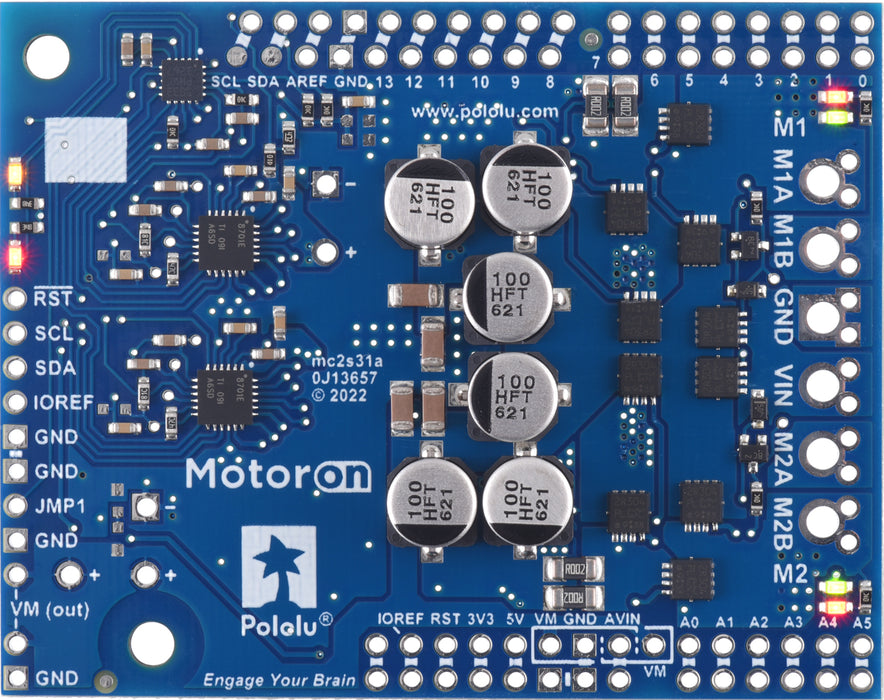 Motoron M2S24v14 Dual High-Power Motor Controller Shield for Arduino (No Connectors)