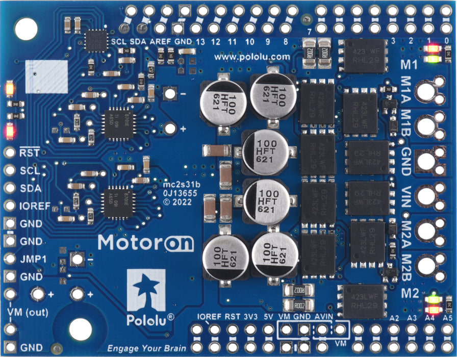 Motoron M2S24v16 Dual High-Power Motor Controller Shield for Arduino (No Connectors)