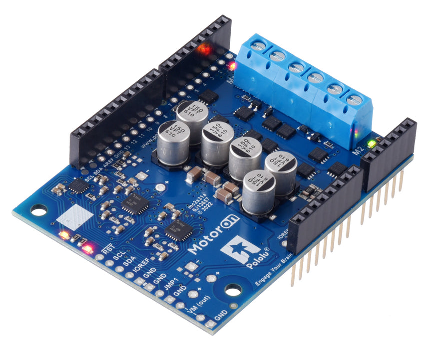 Motoron M2S18v18 Dual High-Power Motor Controller Shield for Arduino (Connectors Soldered)