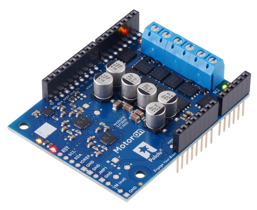 Motoron M2S18v20 Dual High-Power Motor Controller Shield for Arduino (Connectors Soldered)